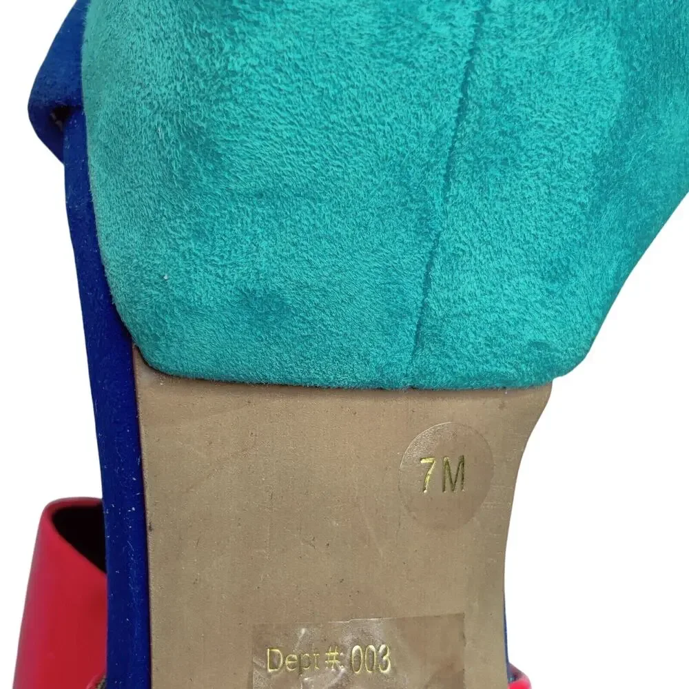 Bakers Color Block Blue Womens High Heel Stiletto‎ Platform Sz 7M Patent Leather